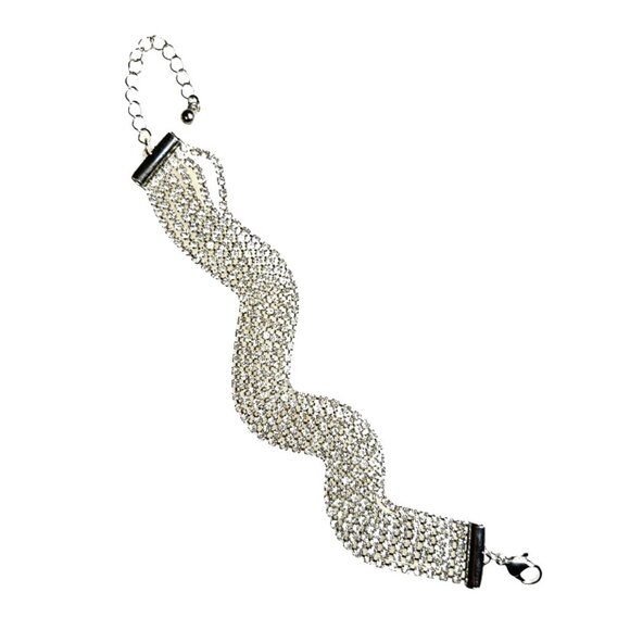 🚨CLEARANCE!!! Sparkly Shiny Seven Strand Cubic Zirconia and Silver Bracelet - Picture 2 of 3